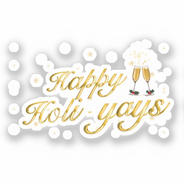 Adesivo Feliz Holi-Yays! Design de Celebração Festiva (Frente)