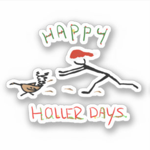 Adesivo Feliz Hollerdays 3 - perseguindo um peru.