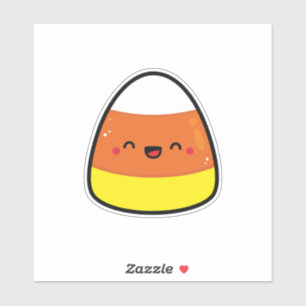 Adesivo Feliz Kawaii Candy Corn para o Halloween