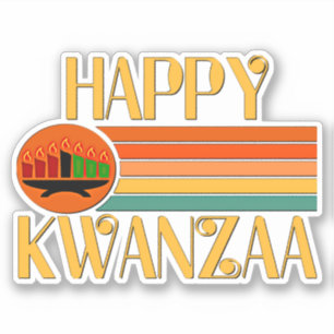 Adesivo Feliz Kwanzaa 7 Velas, Beijo Cortado