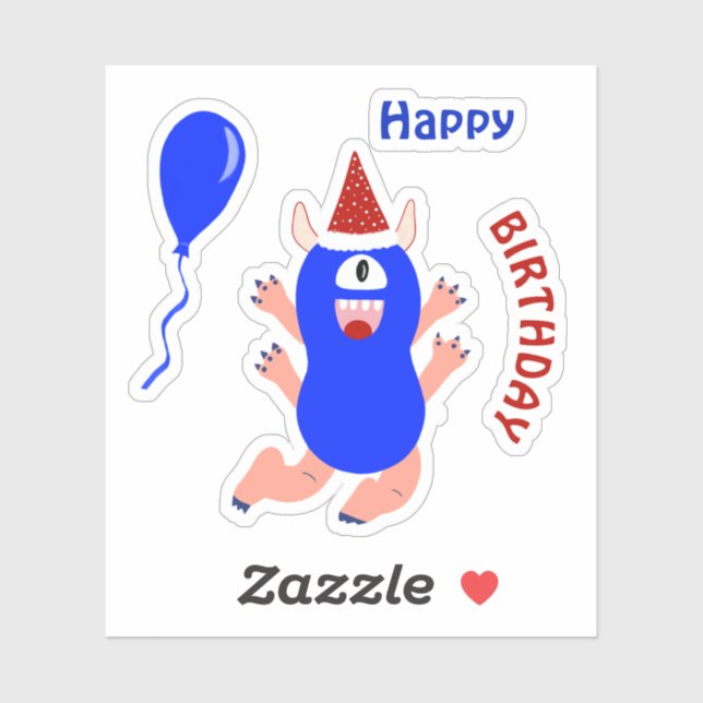 Adesivo Feliz monstro azul (Folha)