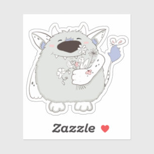 Adesivo Feliz Monstro Com Flores