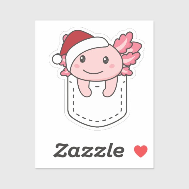 Adesivo Feliz Natal Axolotl Em Bolso De Mama (Folha)