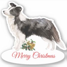 Adesivo Feliz Natal Borda Collie Personalizada Vinil