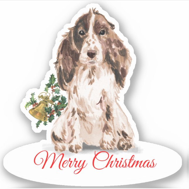 Adesivo Feliz Natal Cocker Spaniel PersonalizadoCorte Vini (Frente)