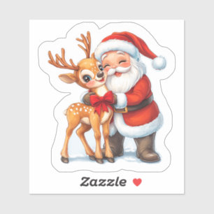 Adesivo Feliz Natal Com Papais noeis E Reindeer!