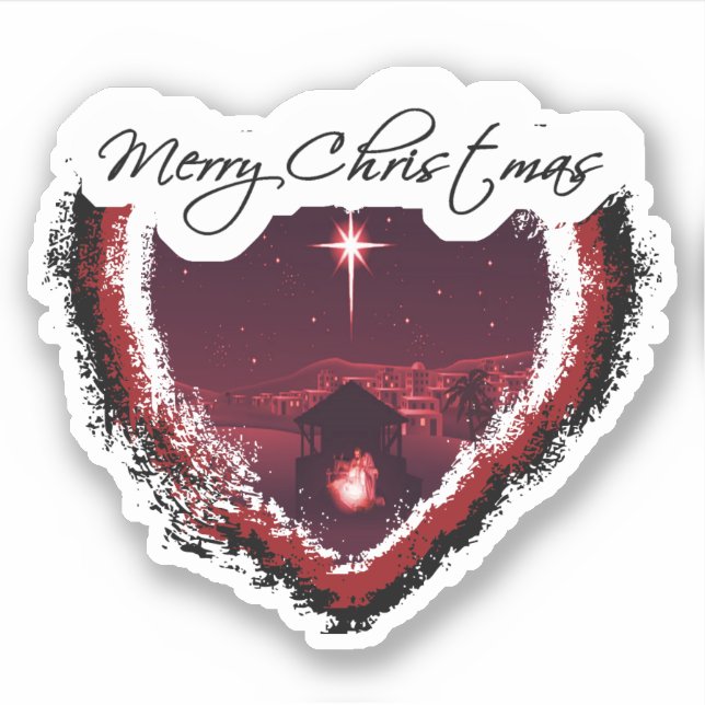 Adesivo Feliz Natal coração natividade (Frente)