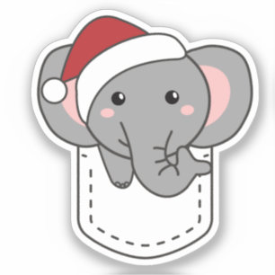 Adesivo Feliz Natal - Elefante Bonito No Bolso De Mama
