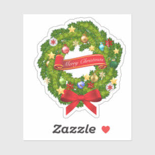Adesivo Feliz Natal Floral Wreath