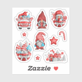 Adesivo Feliz Natal Gnomo Bonito Para Crianças Vermelho Az