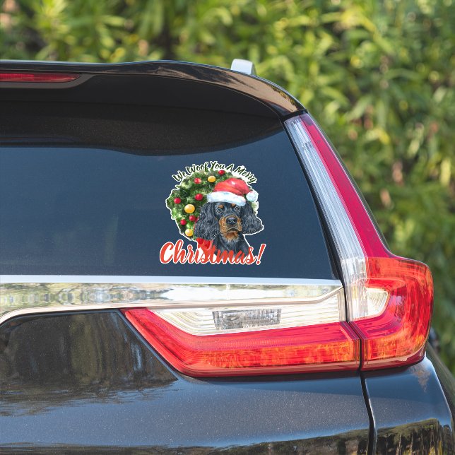 Adesivo Feliz Natal Gordon Setter (Lado do carro)
