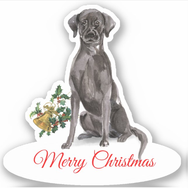 Adesivo Feliz Natal Labrador Retriever CustomCut Vinyl (Frente)