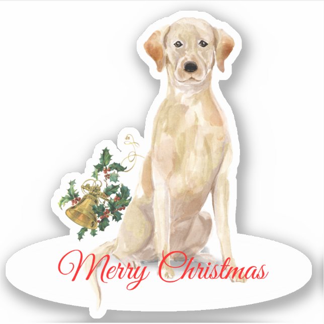 Adesivo Feliz Natal Labrador Retriever CustomCut Vinyl (Frente)