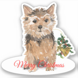 Adesivo Feliz Natal Norfolk Terrier Custom-Cut Vinyl