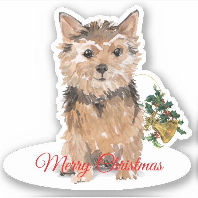 Adesivo Feliz Natal Norfolk Terrier Custom-Cut Vinyl (Frente)