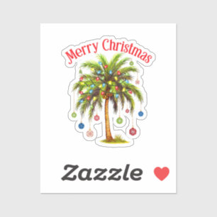 Adesivo Feliz Natal Palm Tree Light Havaiana Tropical
