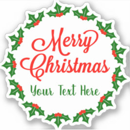 Adesivo Feliz Natal Personalizado Holly Berry Kiss-Cut