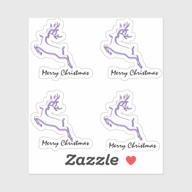 Adesivo Feliz Natal, Roxo Deer, Férias de inverno (Folha)