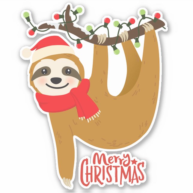 Adesivo Feliz Natal Sloth | Feriados (Frente)