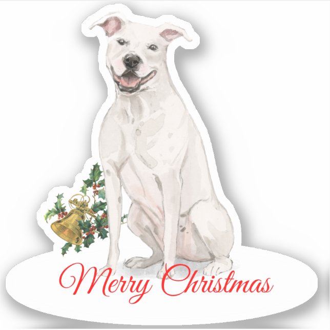 Adesivo Feliz Natal Staffordshire Custom-Cut Vinyl (Frente)