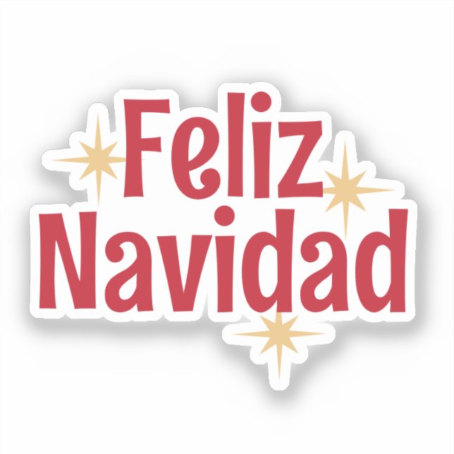 Adesivo Feliz Navidad Espanhola Feliz Estrelas de Natal (Frente)