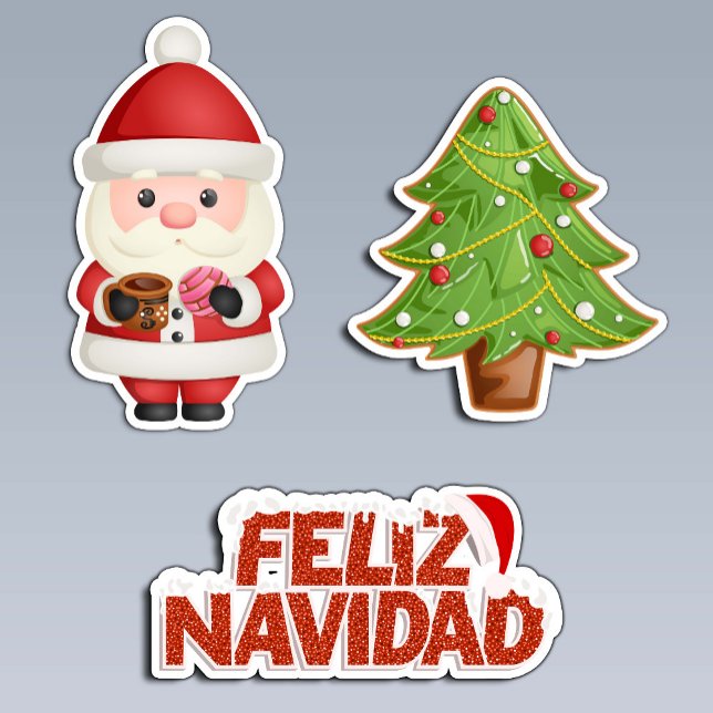 Adesivo Feliz Navidad Set: Papais noeis Mexicanos e Árvore (Criador carregado)