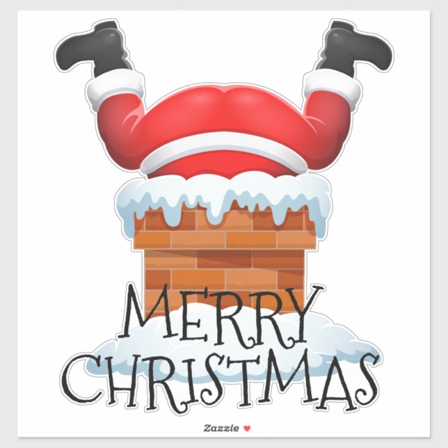 Adesivo Feliz Papai noel de Natal em Chimney (Folha)