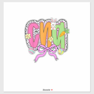 Adesivo Feliz Páscoa Enfermeira CNA Coquete Laço Coelho Ov