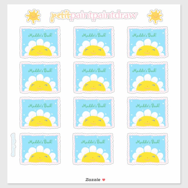 Adesivo Feliz Sunshine Bookplate para personalizar (Folha)