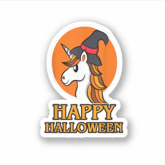 Adesivo Feliz Unicórnio De Halloween Para Meninas Hallowee (Frente)
