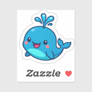 Adesivo Feliz Vinheta de Baleia Kawaii - Amigo do Oceano B