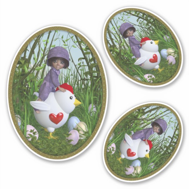 Adesivo Felz pascoa - Andando na galinha (Frente)