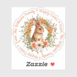 Adesivo felz pascoa aquarela cor floral belo borny laranja