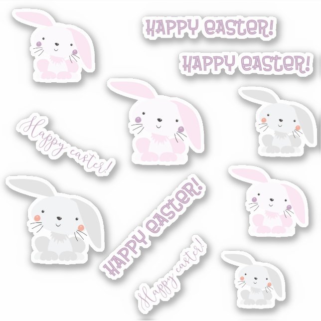 Adesivo Felz pascoa! Cute Easter Bunnies Kids' (Frente)