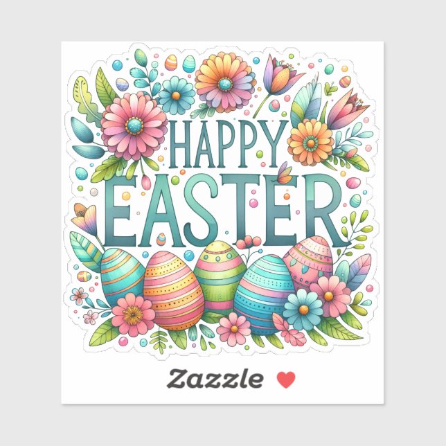 Adesivo Felz pascoa Floral Greeting Springtime (Folha)