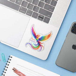Adesivo Fenix Arco-íris Personalizada Nome Data de Nascime