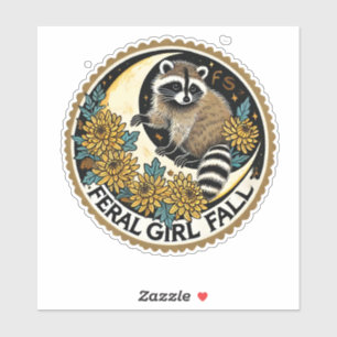 Adesivo Feral Girl Fall Raccoon