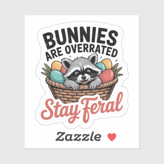 Adesivo Feral Raccoon Easter PNG, Funny Retro Shirt Graphi (Folha)