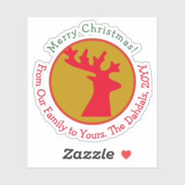 Adesivo Feriado Dourado Verde Vermelho de cabeça de rena p