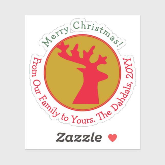 Adesivo Feriado Dourado Verde Vermelho de cabeça de rena p (Folha)