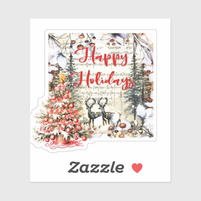 Adesivo Feriados Felizes - Árvore de Natal e Cerveja (Folha)