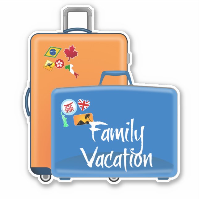 Adesivo Férias Familiares, Suitcases Prontos, (Frente)