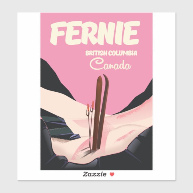Adesivo Fernie British Columbia Ski poster (Folha)