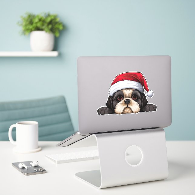 Adesivo FesNatal Shih Tzu Kiss Cut (Laptop na mesa)