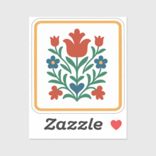 Adesivo Festa de Arte Folclórica Floral Coração & Pétala