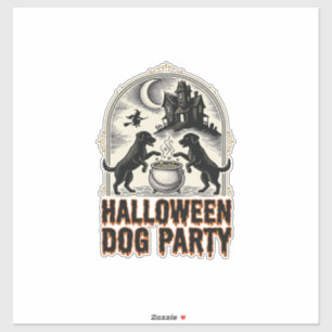 Adesivo Festa de Cachorro de Halloween Design de Caldeirão