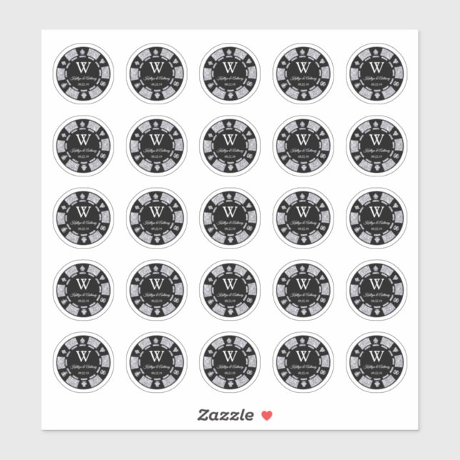 Adesivo Festa de casamento de Chip Casino de Silver Glitte (Folha)