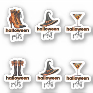 Adesivo Festa de Halloween Boots Martinis Witis Hat
