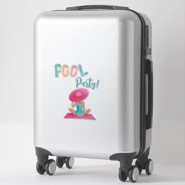 Adesivo Festa de Piscina de Verão Divertida Aquarela 16 (Mala)