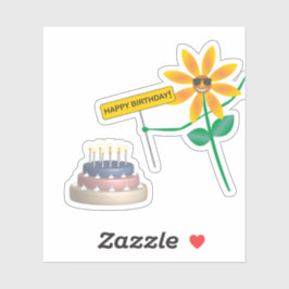 Adesivo Festa de vinhetas de aniversário felizes